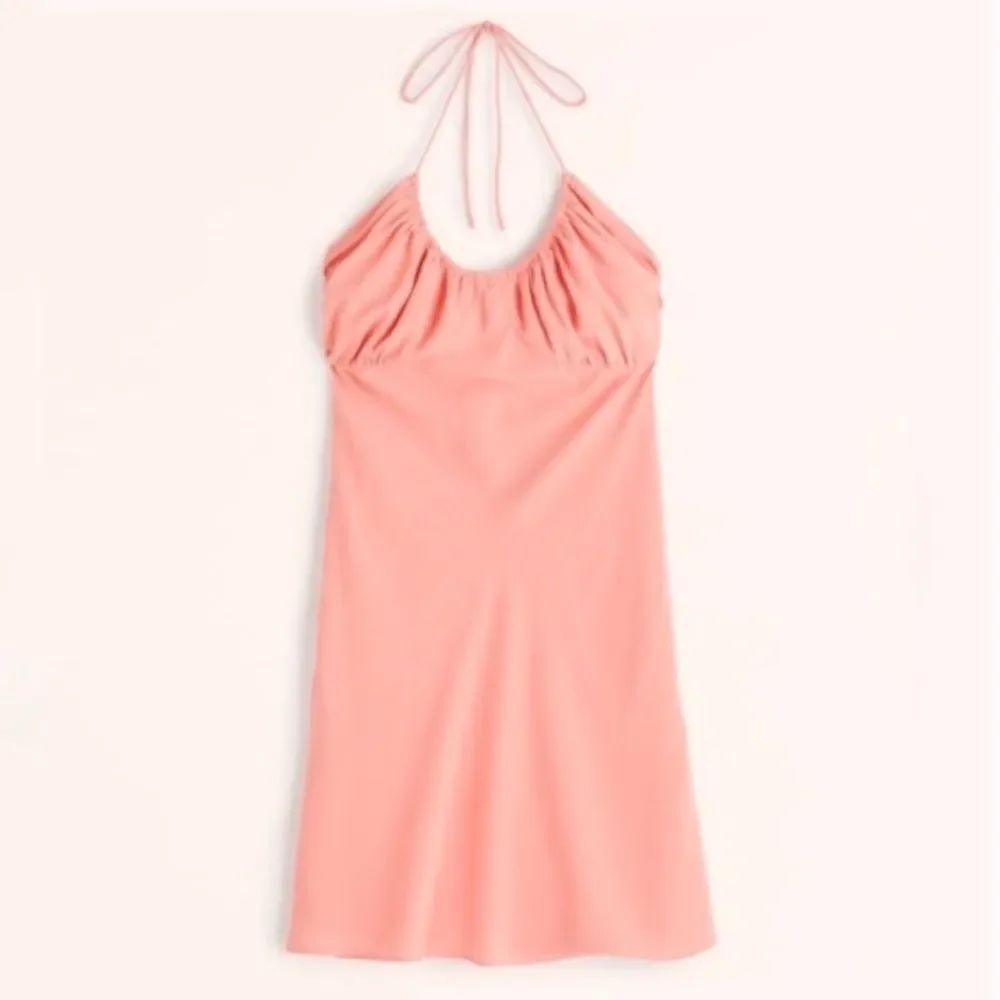 Abercrombie & Fitch Halter Ruched Mini Dress Chiffon Sundress Coral NWT M